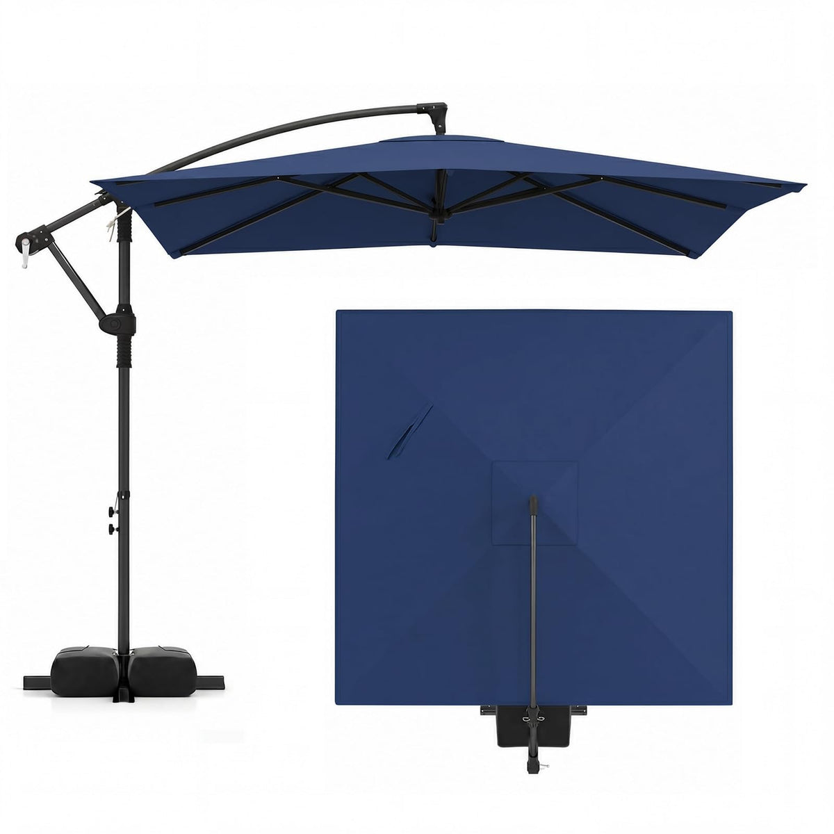 2.8M Patio Umbrella with Weighted Base Sandbags and Push Button Tilt for Garden