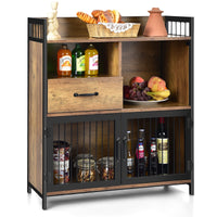 Giantex Industrial Sideboard Cabinet w/ Drawer & Doors, Freestanding Storage Cabinet, Rustic Brown