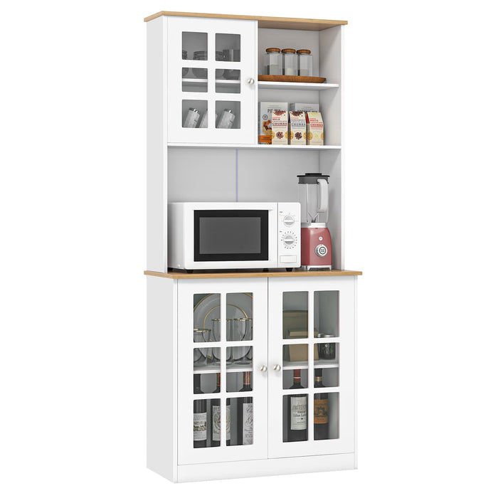 Giantex Kitchen Buffet Sideboard with Hutch, 183cm Freestanding Pantry Cabinet with Adjustable Shelf