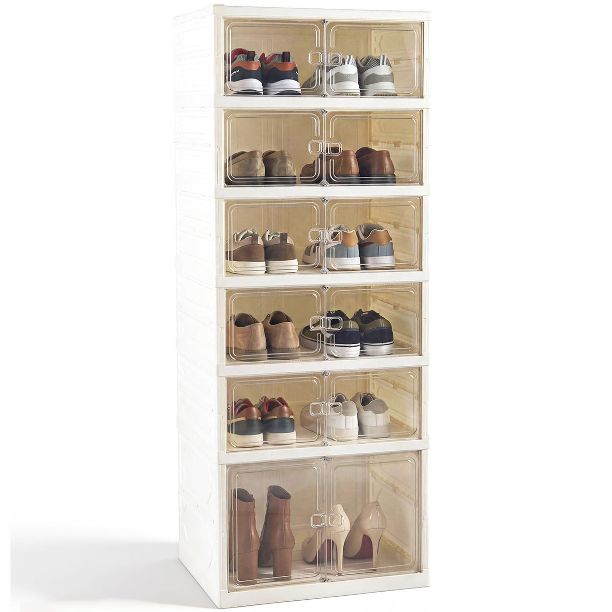 Foldable Shoe Rack Organizer 12-Pair 6-Tier Collapsible Shoe Cabinet