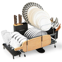 Giantex Dish Drying Rack with Drainboard, 2-Tier Detachable Dish Rack with 360°Swivel Spout