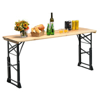 Patio Folding Picnic Table, Outdoor Large Beer Table with Adjustable Heights