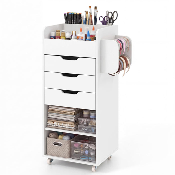 Craft Storage Cart with Mobile Drawers Shelves for Living Room
