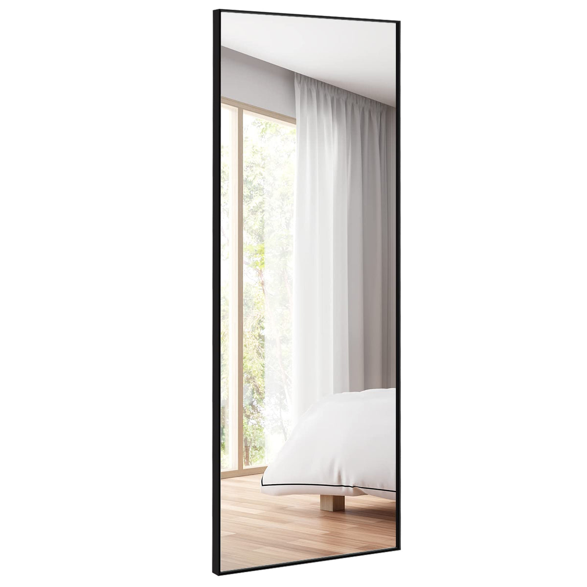 GIANTEX Full Length Mirror, 150x56cm, Full Body Mirror w/ Aluminum Frame & Explosion-Proof Glass (Black)