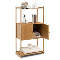 Bamboo Storage Cabinet with 3 Shelves for Bathroom