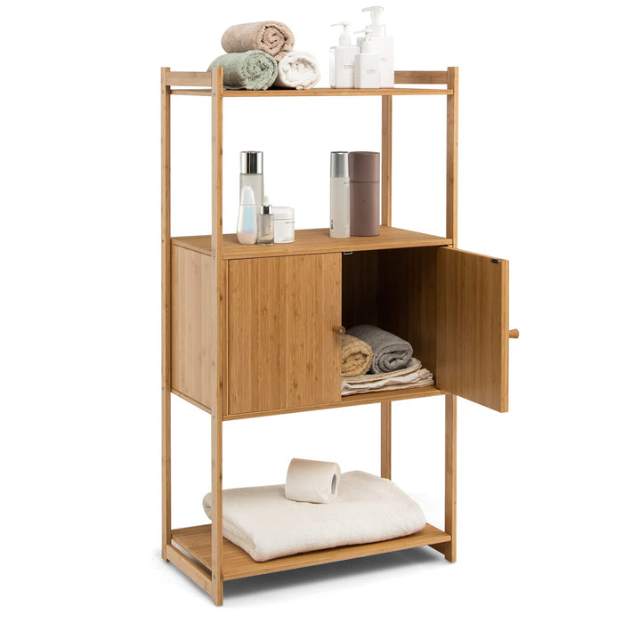Bamboo Storage Cabinet with 3 Shelves for Bathroom