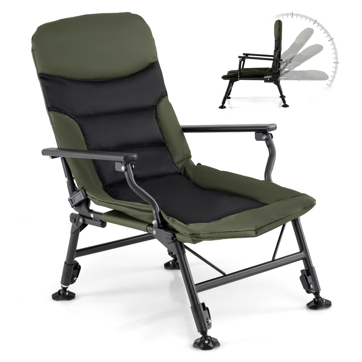 Oversized Foldable Fishing Chair for Adults with Padded High-Back and Armrest