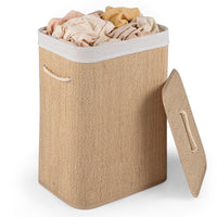 Giantex Bamboo Laundry Hamper w/Lid, 72 L Capacity Clothes Hamper w/Removable Liner