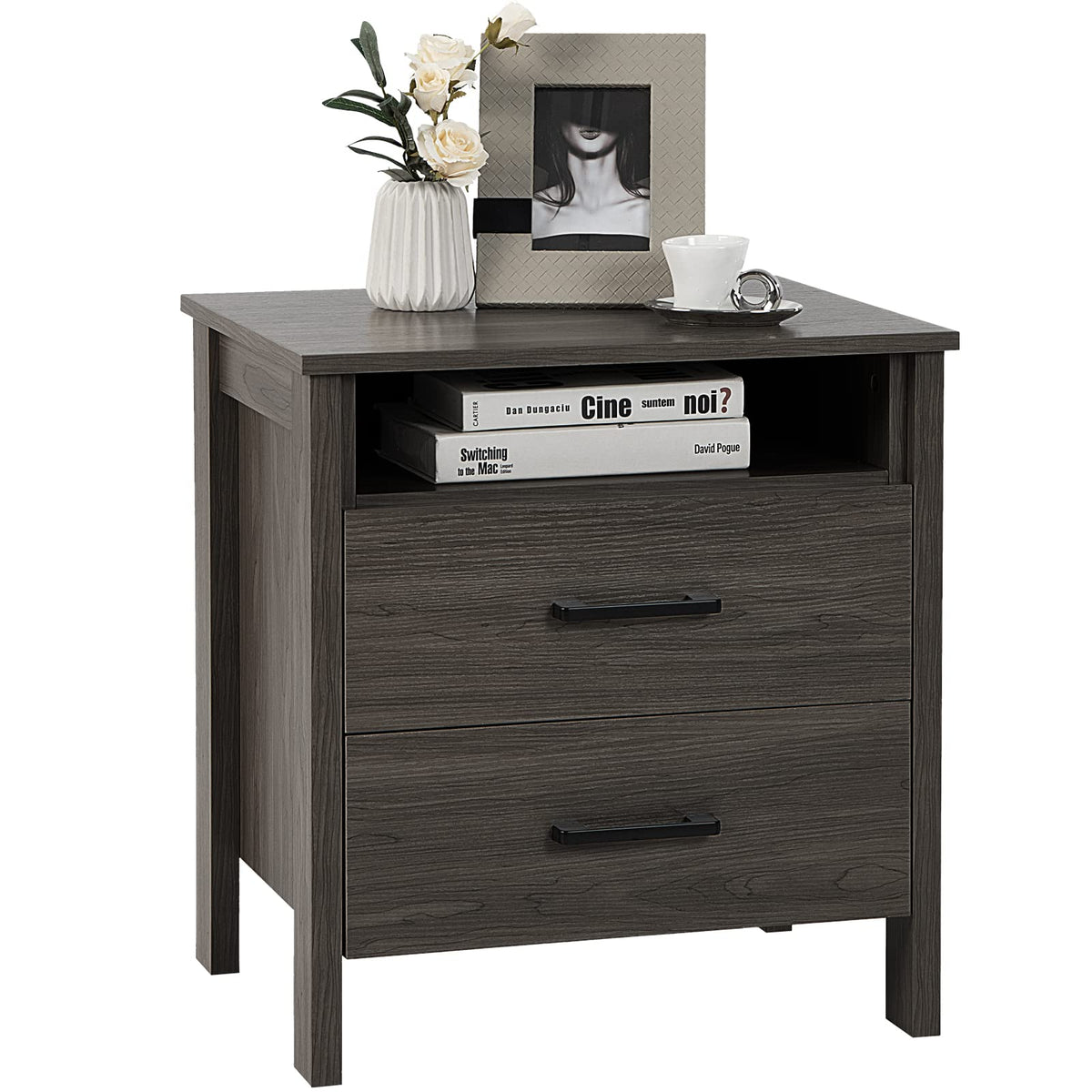 Giantex Modern Wood Grain Nightstand