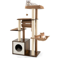 Modern Cat Tree Tower, Multi-level Cat Activity Center with Top Perch, Large Hammock, Cozy Condo