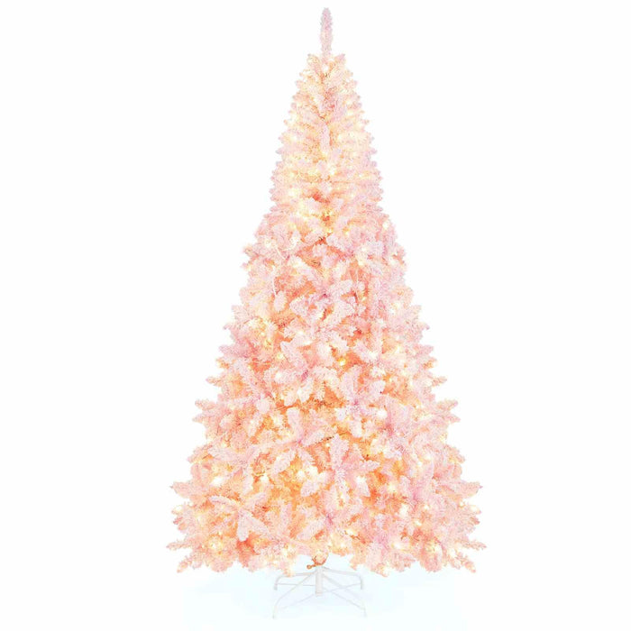 2.2M Snow Flocked Christmas Tree with 1100 Branch Tips and 450 LED Lights