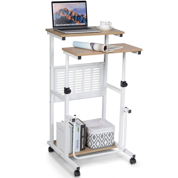 Giantex Adjustable Computer Desk Office Desk w/Height Adjustable Desktop Movable PC Workstation w/Universal Wheels