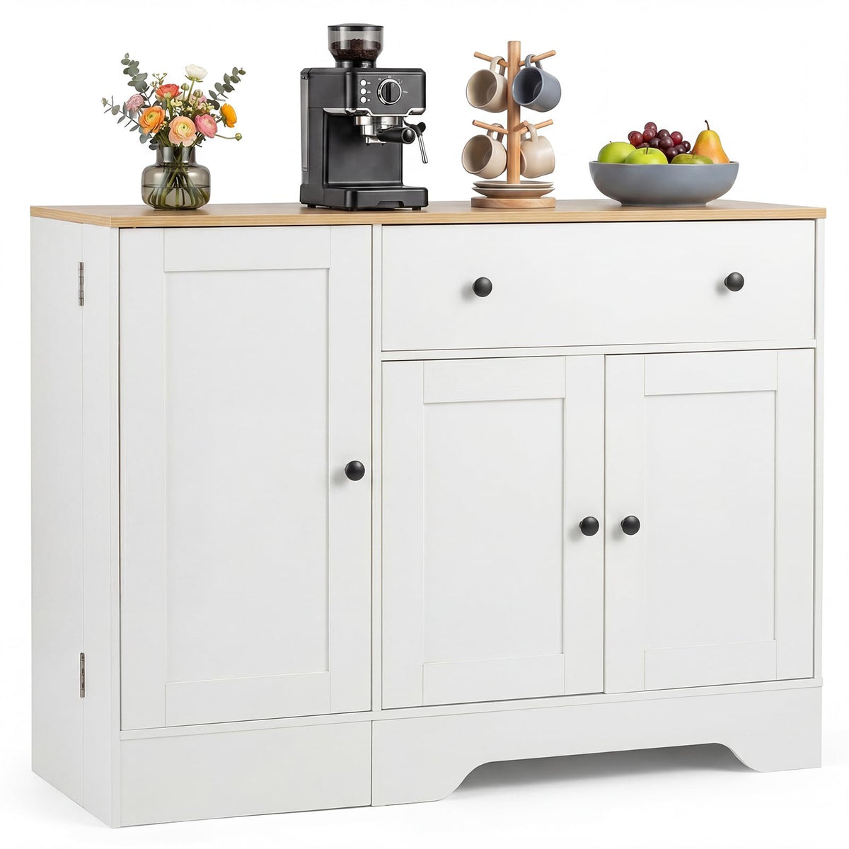 Giantex Buffet Cabinet with Storage, 105cm Modern Sideboard with 3 Doors, Drawer and Shelves