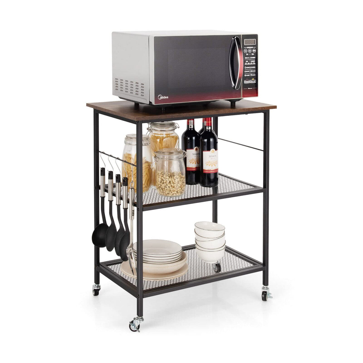 Giantex Kitchen Serving Rolling Carts, 3 Tier Storage Shelves Kitchen Island Cart