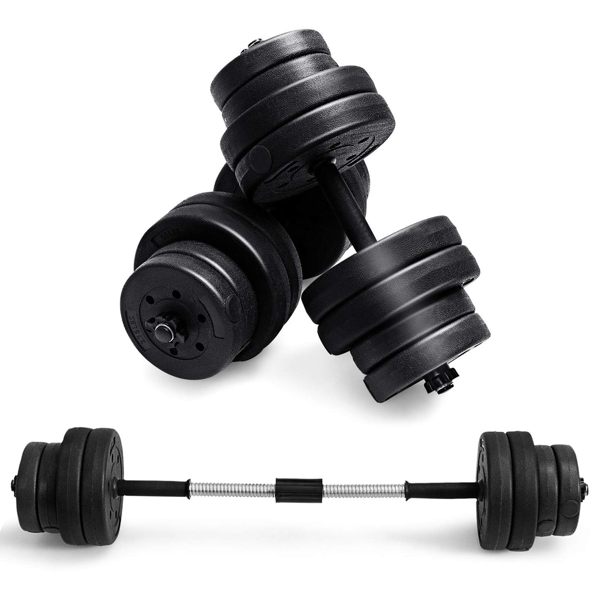 Adjustable Weights Dumbbells Set of 2, Total 30 kg Non-slip Fitness Lifting Barbell