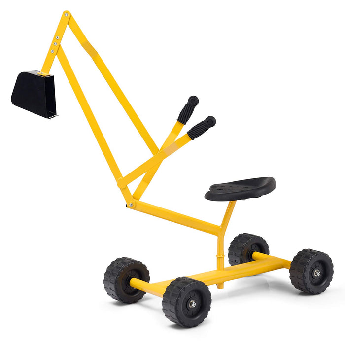 Kids Ride-on Sand Digger with Wheels, Ride On Excavator Crane with 360° Rotating Seat for Dirt