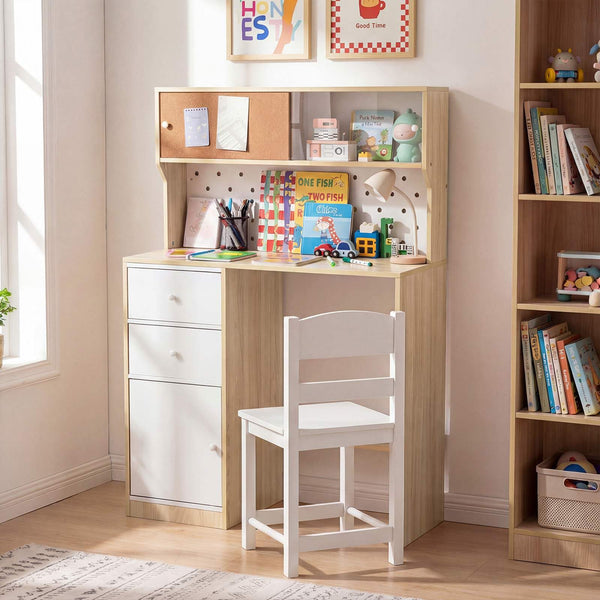 Kids Desk and Chair Set, Wooden Study Desk