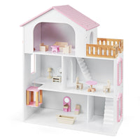 3-Story Wooden Dollhouse Playset for Kids