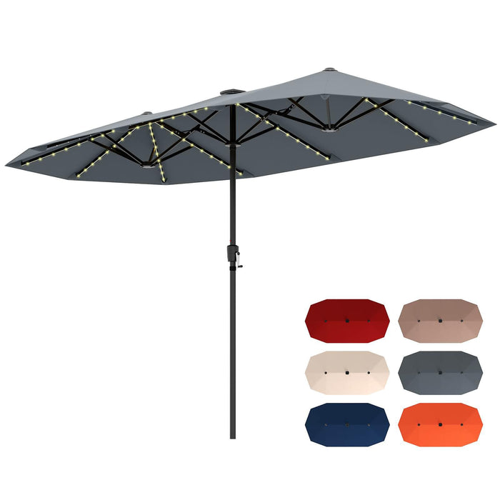 3.9 m Large Patio Umbrella w/LED Solar Lights