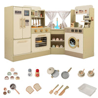 Kids Corner Pretend Kitchen Playset with Faucet Dishwasher Stoves