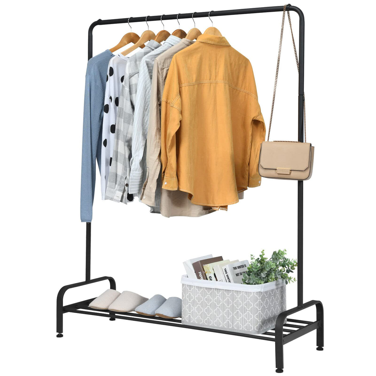 Giantex Metal Garment Rack w/ Shelf, Freestanding Cloth Rack