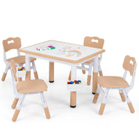 Kids Table and 4 Chairs Set, Height Adjustable Toddler Desk and Chair Set