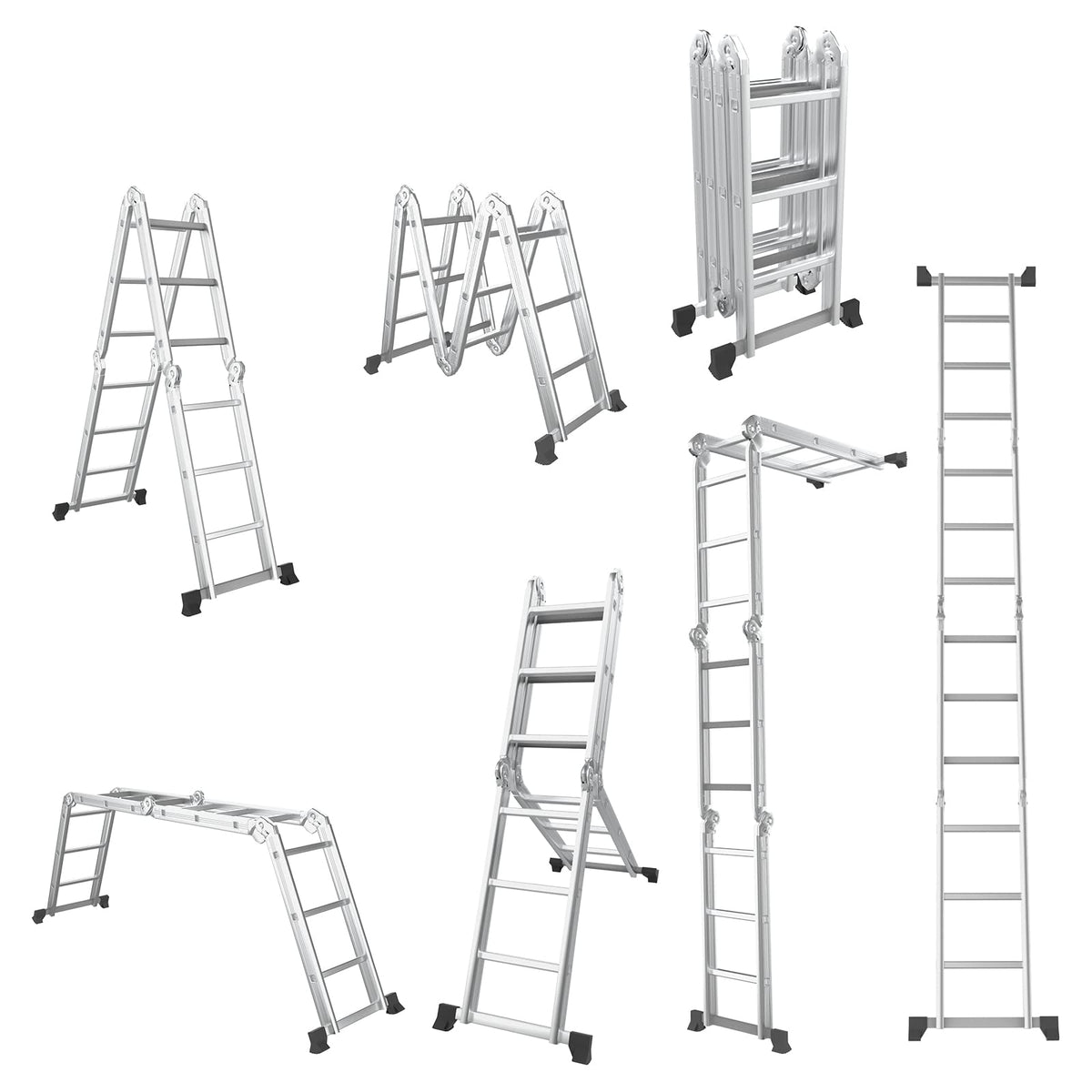 Giantex 7-in-1 12 Ft Folding Ladder, Multi Position Aluminium Extension Ladder