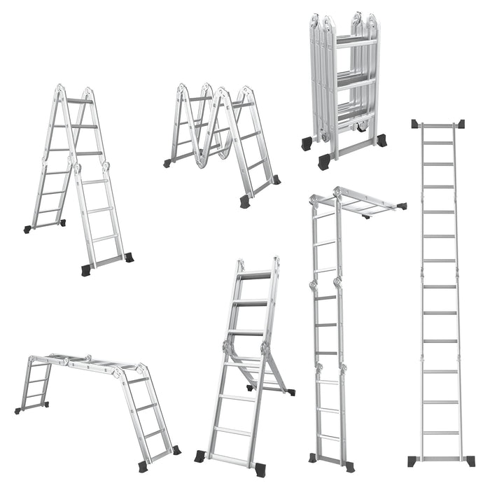 Giantex 7-in-1 12 Ft Folding Ladder, Multi Position Aluminium Extension Ladder