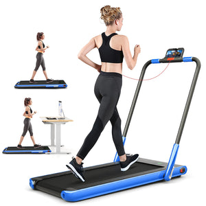 Treadmill 2-in-1 for Running and Walking, Max 12km/h, Folding Under Desk Walking Pad with Manual Incline