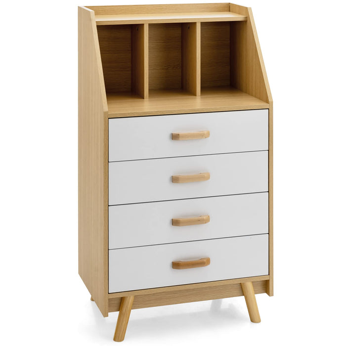 Giantex 4-Drawer Dresser with Countertop, 3-Cube Chest of Drawers with 2 Anti-Tipping Kits
