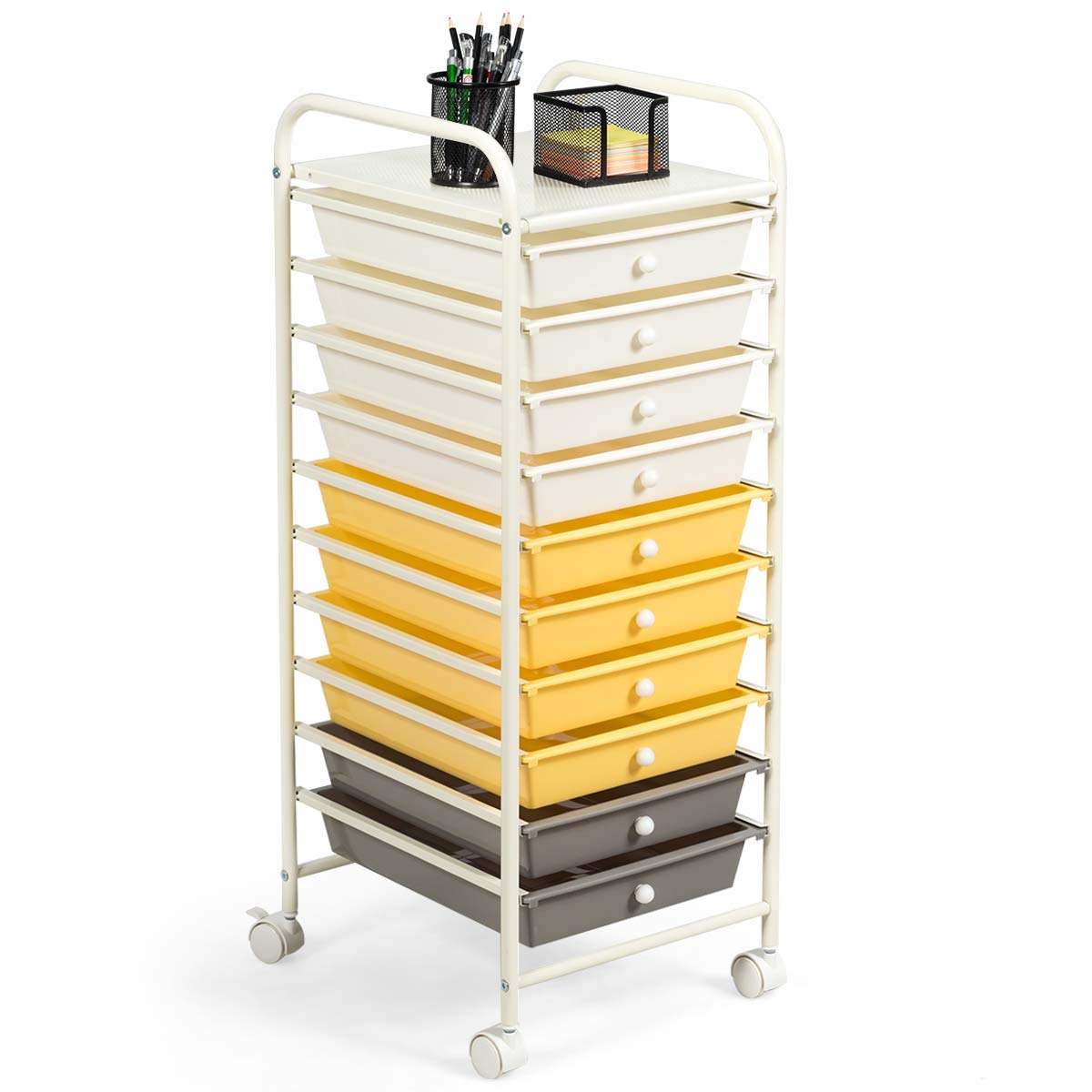 10-Drawer Rolling Storage Cart, Utility Tools Scrapbook Paper Organizer Cart