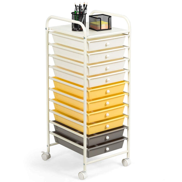 10-Drawer Rolling Storage Cart, Utility Tools Scrapbook Paper Organizer Cart