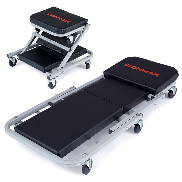 36"/40" 2-in-1 Mechanic Creeper & Z-Seat with 6 Swivel Casters