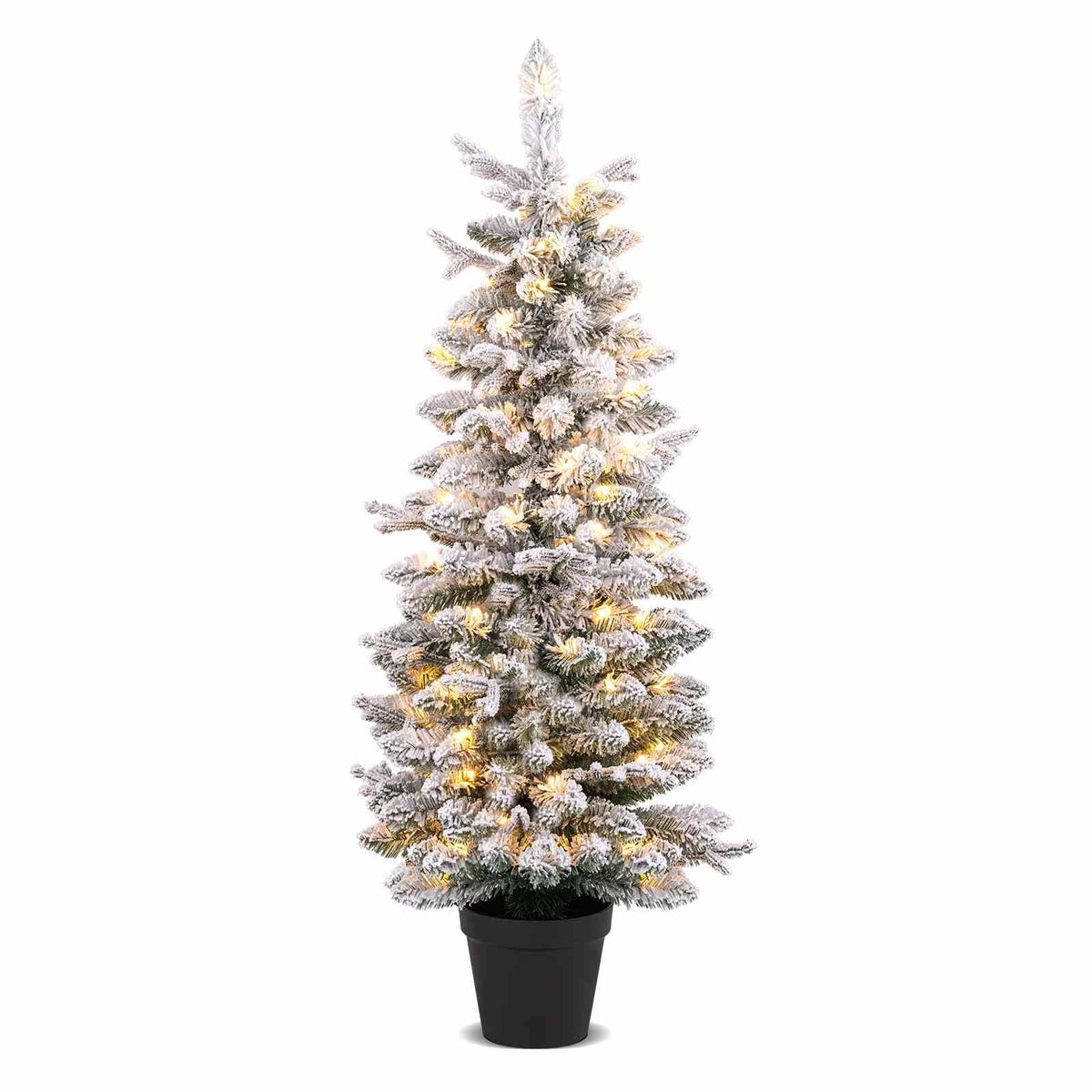 120CM Artificial Christmas Tree Potted with 176 Branch Tips PE and 8 Lighting Modes