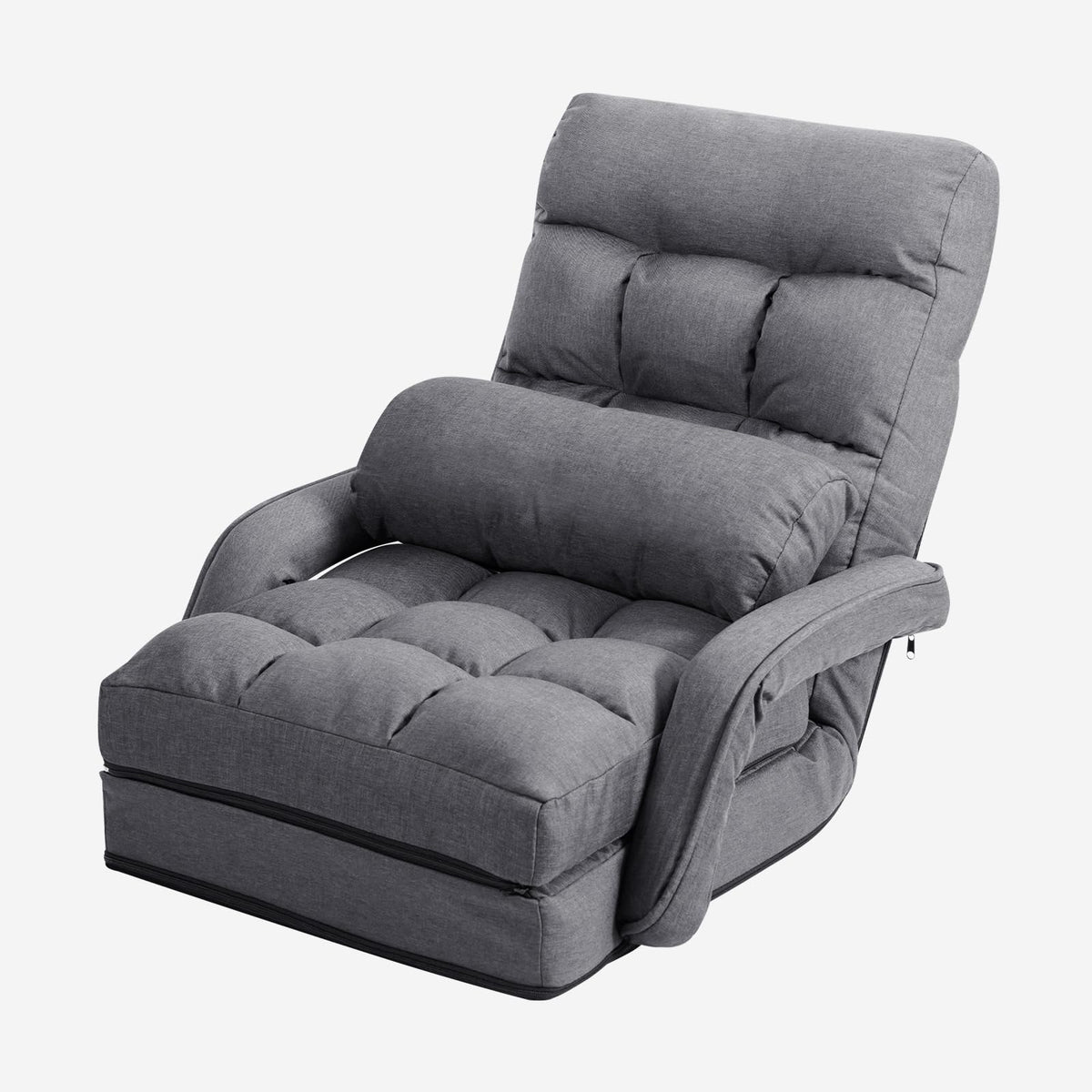 Multipurpose Lounger Chair w/Integrated Armrests & Bonus Lumbar Pillow