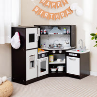 Kids Corner Kitchen Playset, Wooden Pretend Play Kitchen