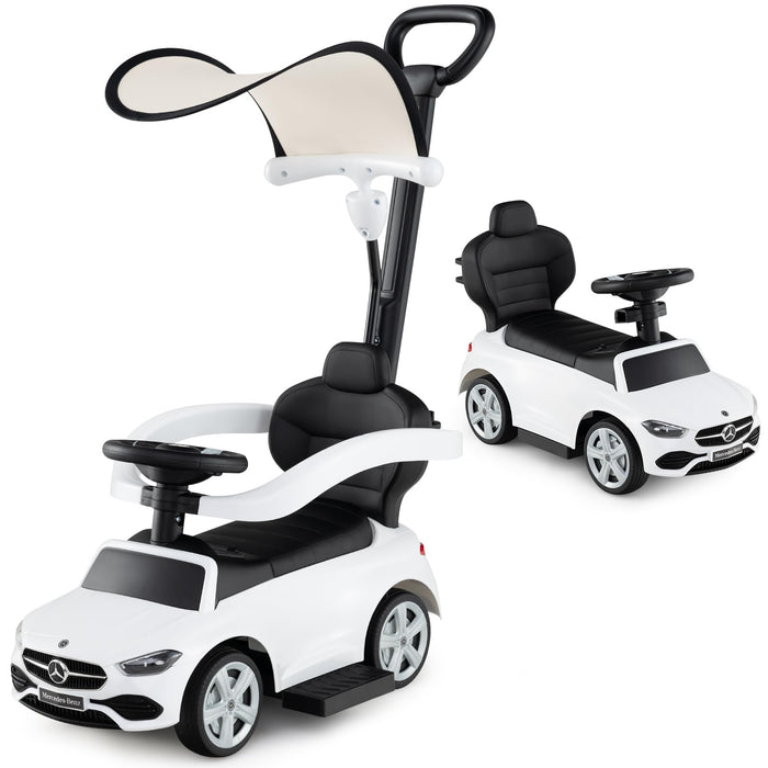 3-in-1 Ride on Push Car with Adjustable Canopy and Steering Push Bar
