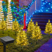 6-Pack Pre-Lit Artificial Christmas Tree 45CM Solar Powered Mini Xmas Trees