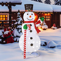 150 cm Lighted Pop-up Snowman, Large White Pre-lit Christmas Decoration w/ 180 LED Lights