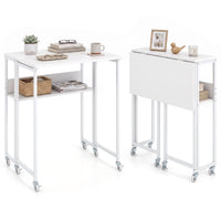 Giantex 63 cm Small Folding Desk with Smooth Rolling Wheels