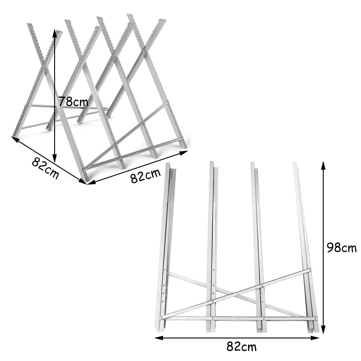 Foldable Sawhorse, Heavy-Duty Metal Log Sawhorse Stand