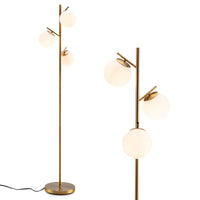 3-Globe Floor Lamp with Foot Switch and Steel Pole for Living Room