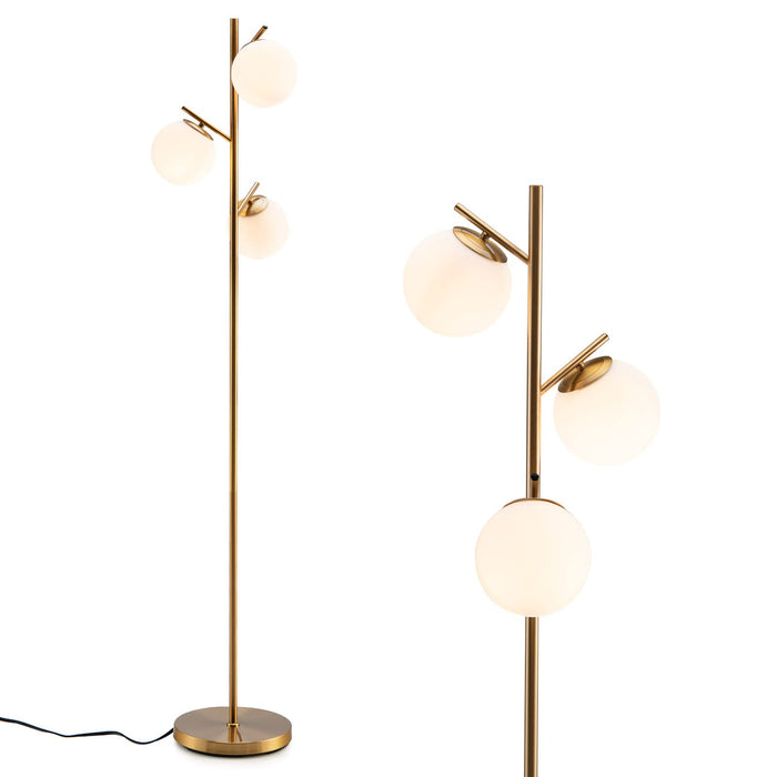 3-Globe Floor Lamp with Foot Switch and Steel Pole for Living Room