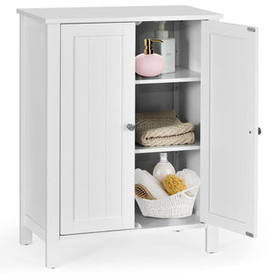 Giantex Bathroom Floor Storage Cabinet, Free Standing Storage Organizer, with Double Door, Adjustable Shelf