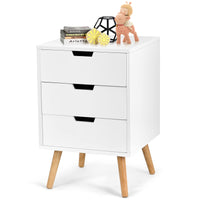 Giantex Modern Nightstand, Solid Wooden End Table Bedside Table, White Side Table with Storage for Living Room