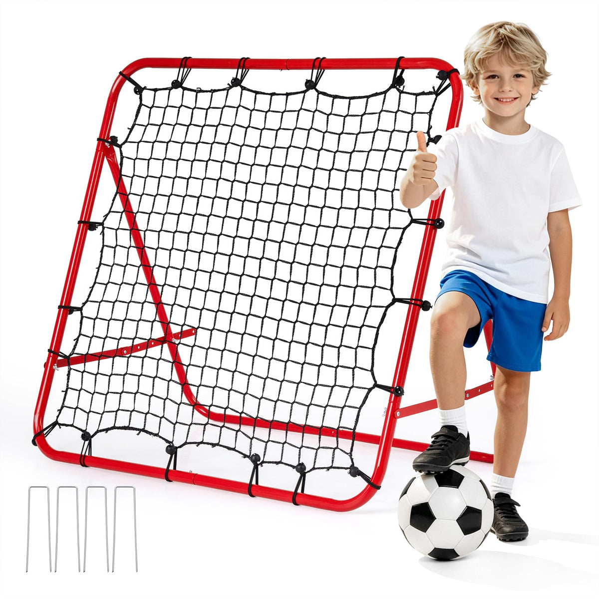 Foldable Soccer Rebounder Net with Adjustable Bounce Back