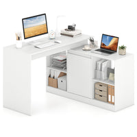 L-shaped Computer Desk Reversible Writing Desk with 4 Storage Compartments