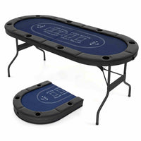 1.8m Foldable Poker Table for 8 Players, Portable Oval Card Board Game Table