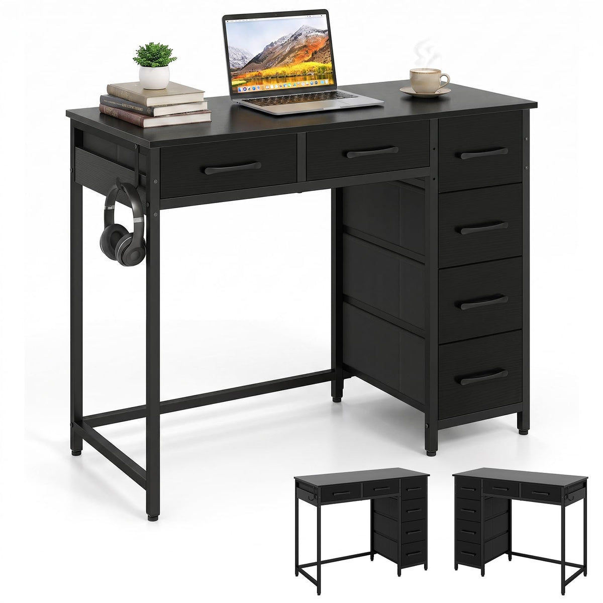 Giantex Computer Desk with Reversible Drawers