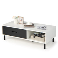 Giantex 2-Tier Coffee Table with Storage, Accent Center Table with Drawer & Open Shelf